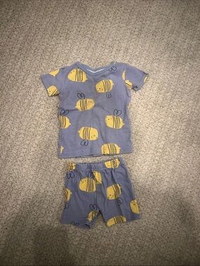 Carter's Blue Short Sleeve Pajama Set with Yellow Bee Print